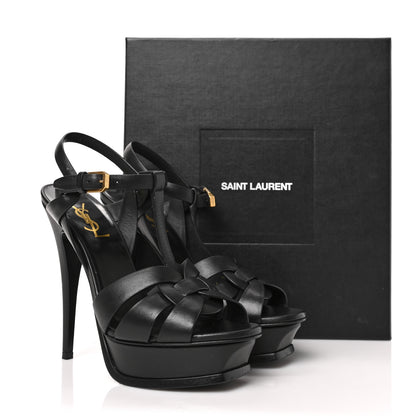 Saint Laurent Calfskin Tribute 105 Platform Sandals 38 Black 8 of 8