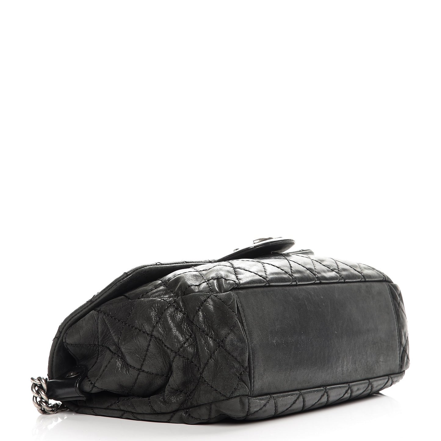 Iridescent Calfskin Large Coco Daily Flap Black