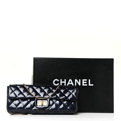 Chanel Patent Quilted 2.55 Reissue East West Clutch Navy Blue 14 of 14