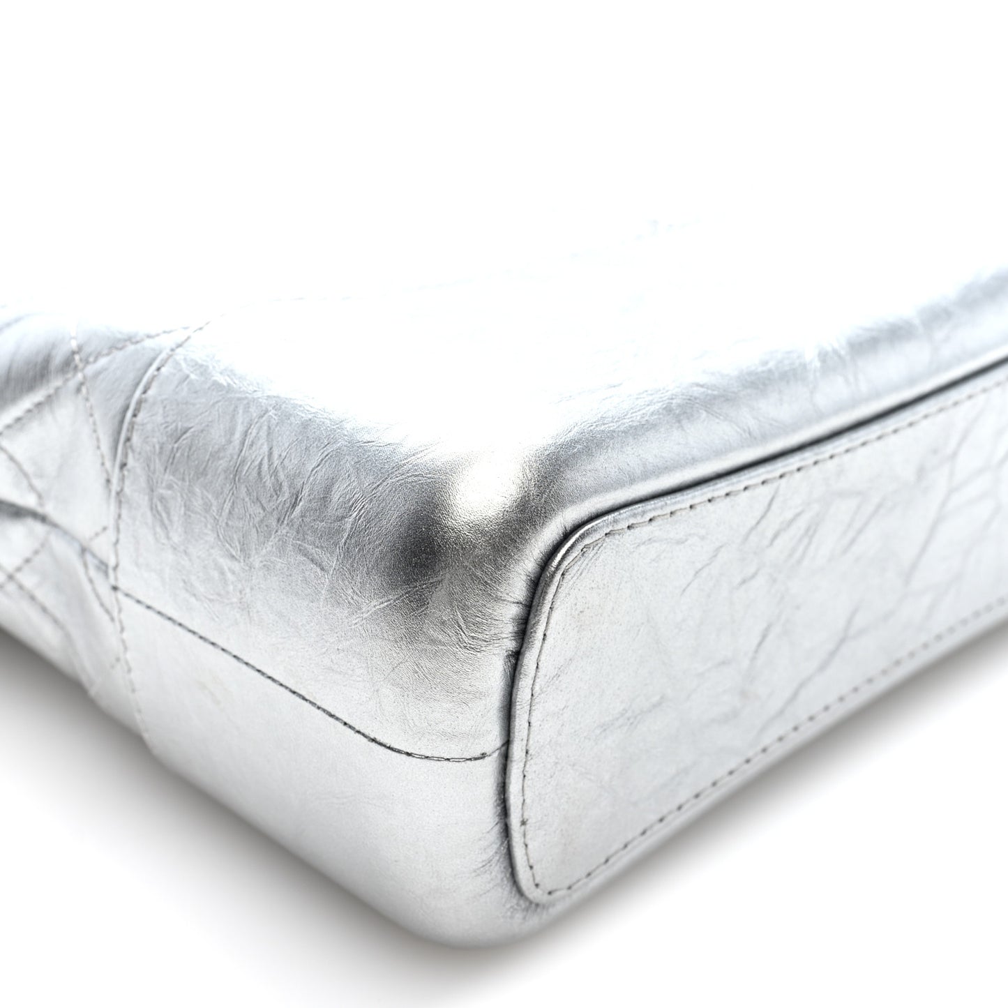 Metallic Lambskin Calfskin Quilted Medium Gabrielle Hobo Silver