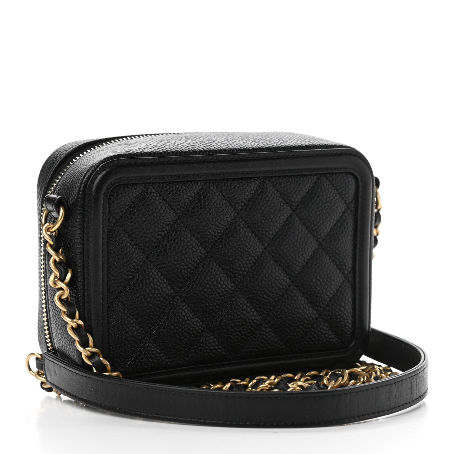 Chanel Caviar Quilted CC Filigree Vanity Clutch With Chain Black 3 of 11