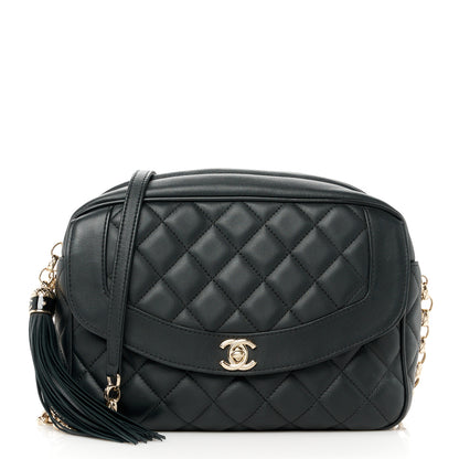 Chanel Lambskin Quilted Tassel Flap Camera Case Black 1 of 12