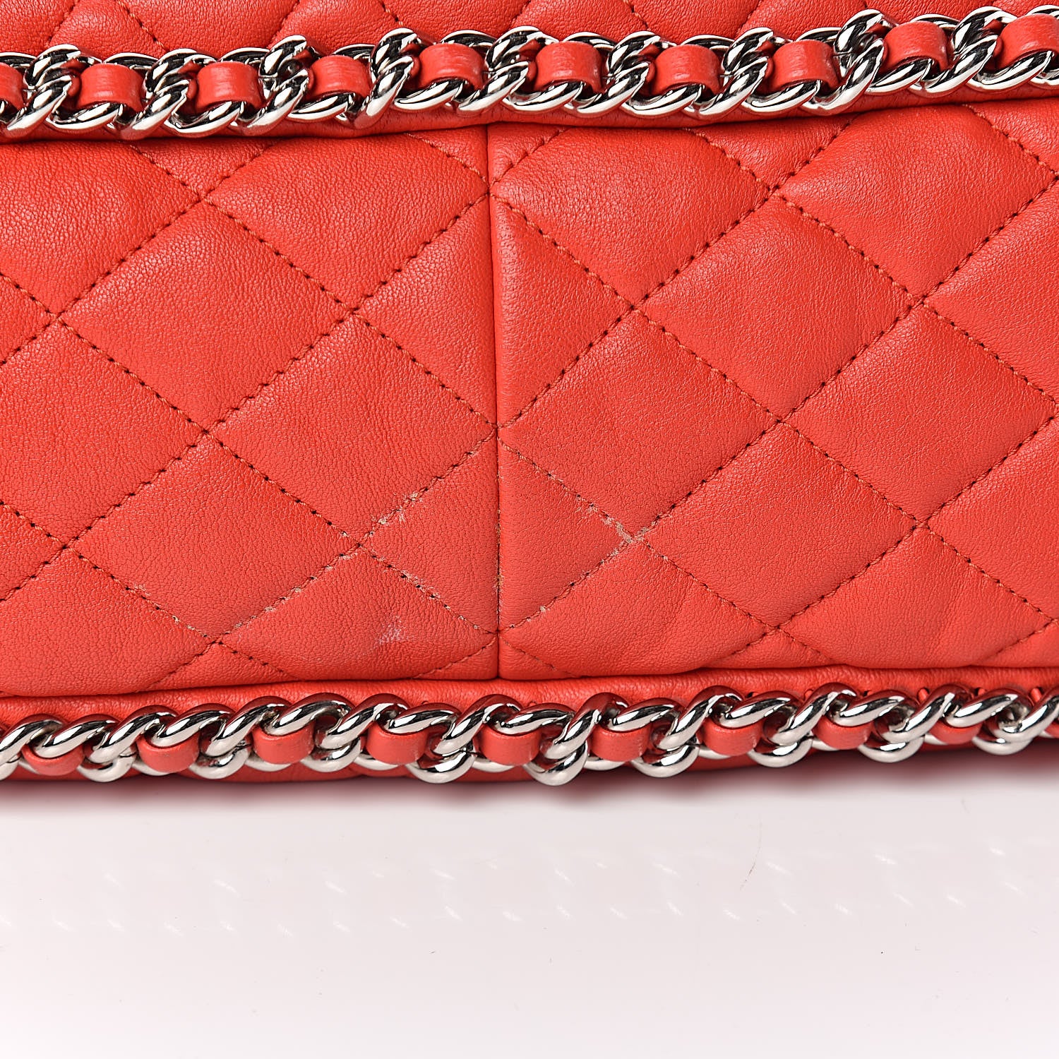 Chanel Washed Lambskin Quilted Maxi Chain Around Flap Red 9 of 12