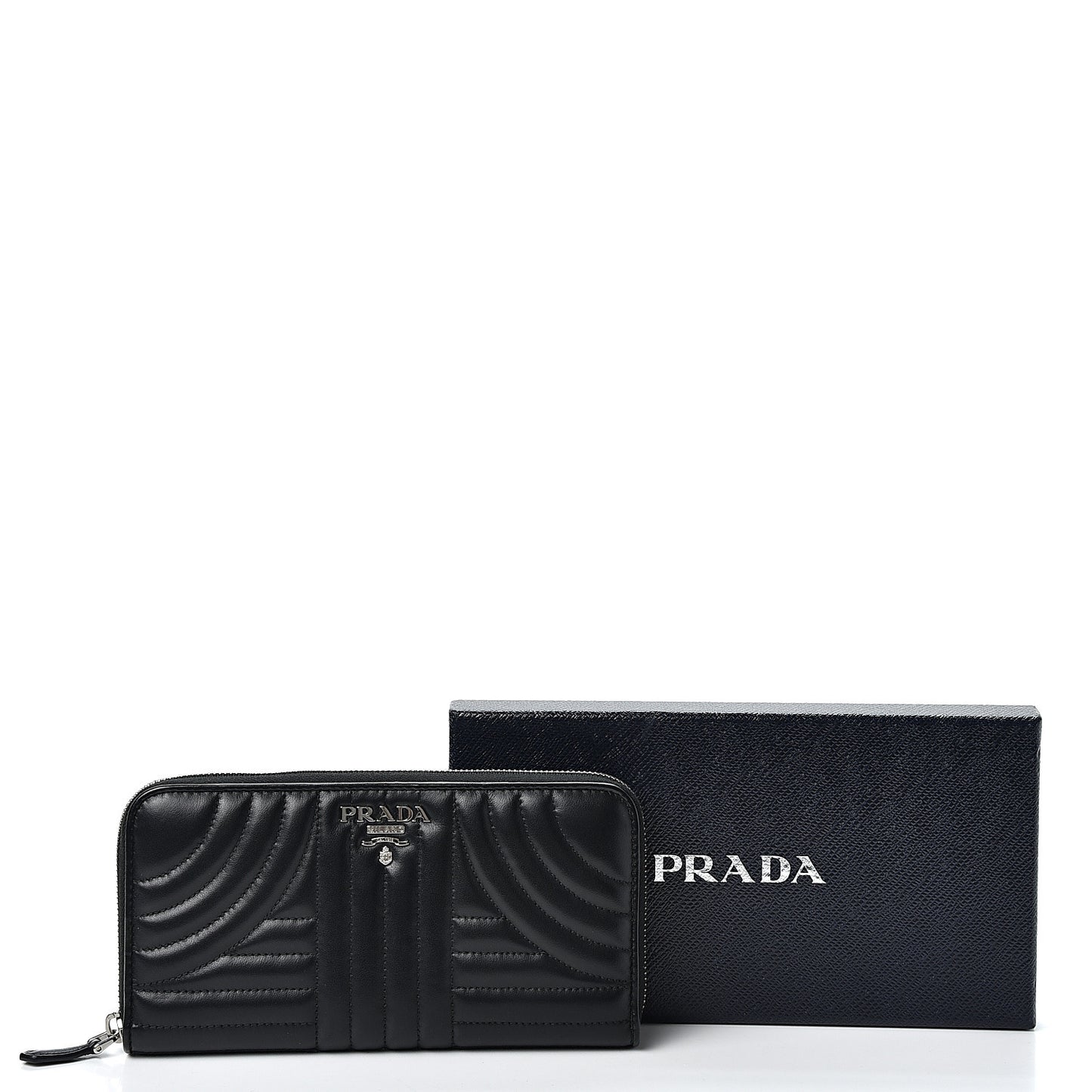 Soft Calfskin Diagramme Zip Around Wallet Black