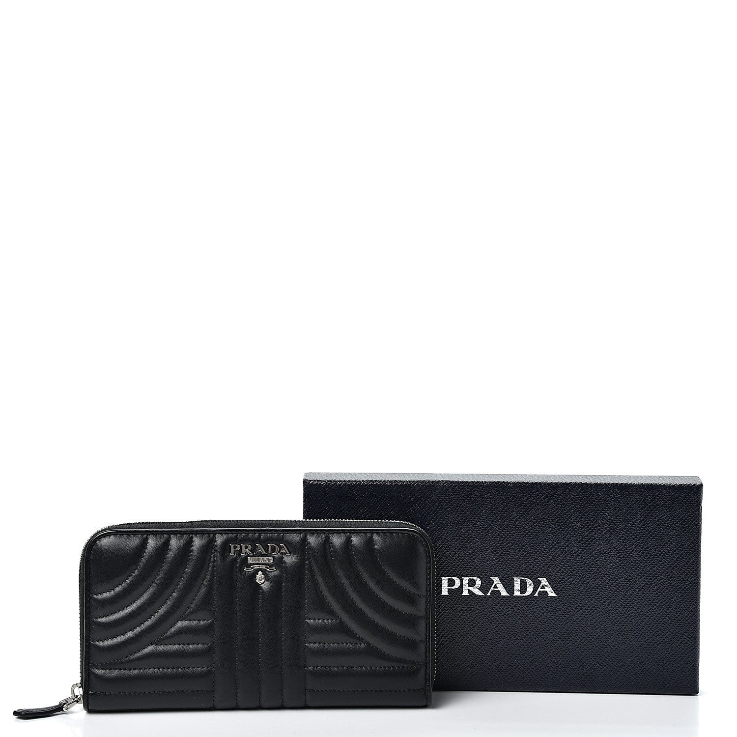 Prada Soft Calfskin Diagramme Zip Around Wallet Black 8 of 8