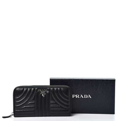 Prada Soft Calfskin Diagramme Zip Around Wallet Black 8 of 8