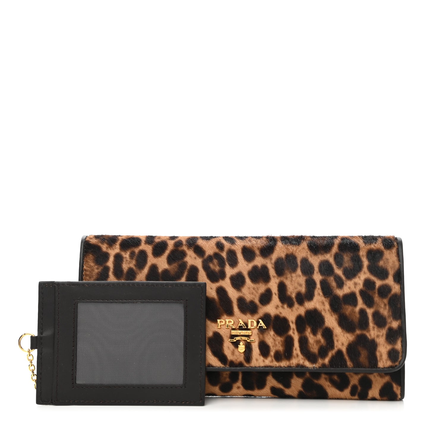 Calf Hair Leopard Continental Flap Wallet Miele Moro