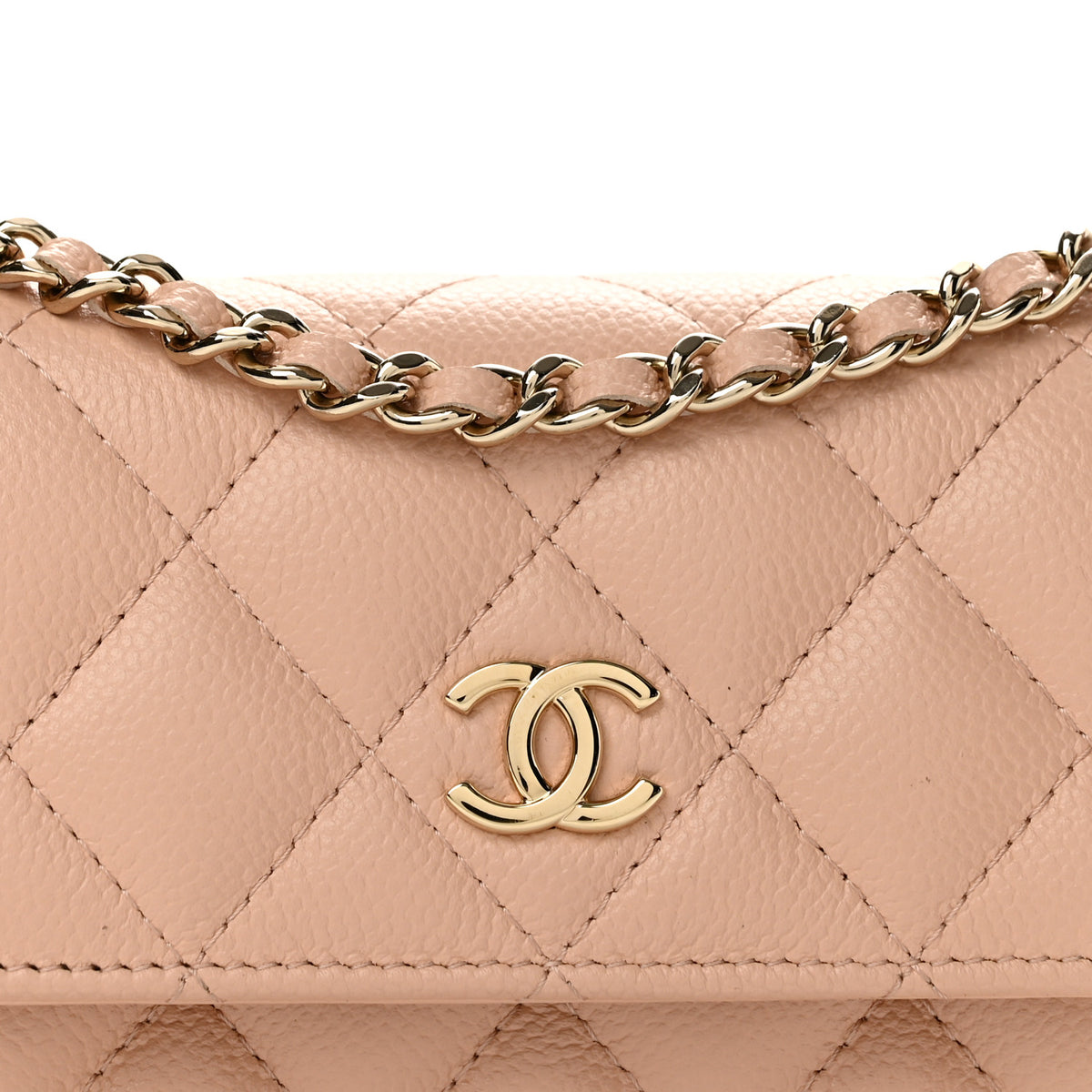 Chanel Caviar Quilted Mini Ribbon Clutch With Chain Light Beige 8 of 11