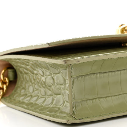Alexander McQueen Calfskin Crocodile Embossed Skull Mini Crossbody Bag Sage 9 of 11