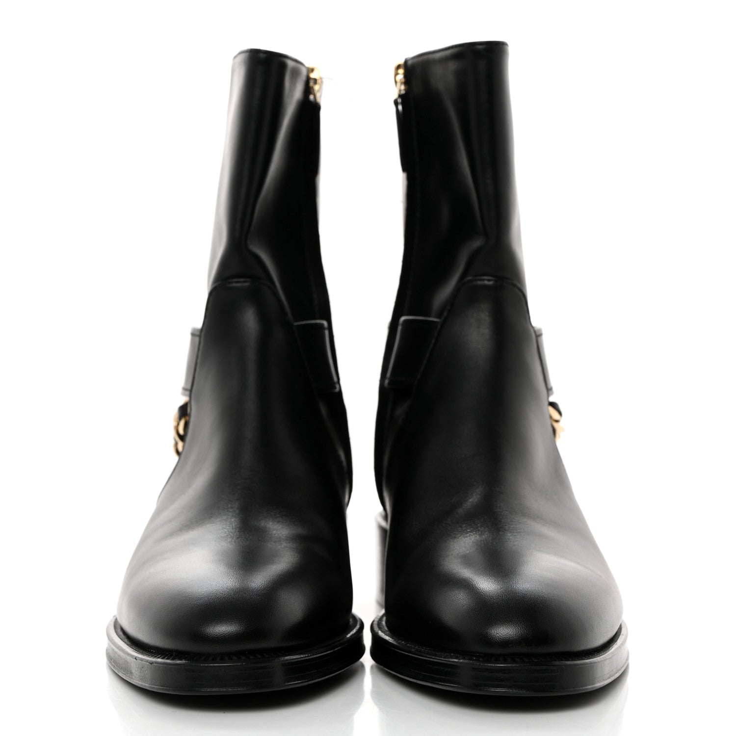 Chanel Calfskin Chain Short Boots 38 Black 2 of 9