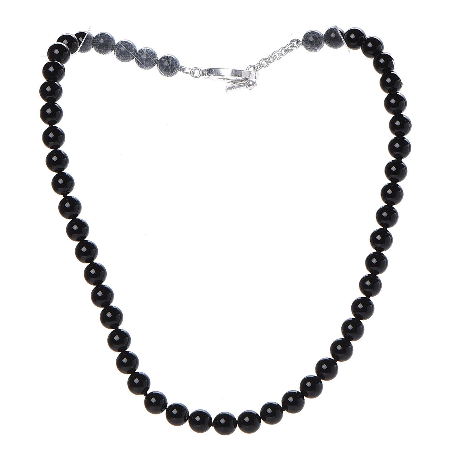 Sterling Silver Black Onyx Bead Toggle Necklace