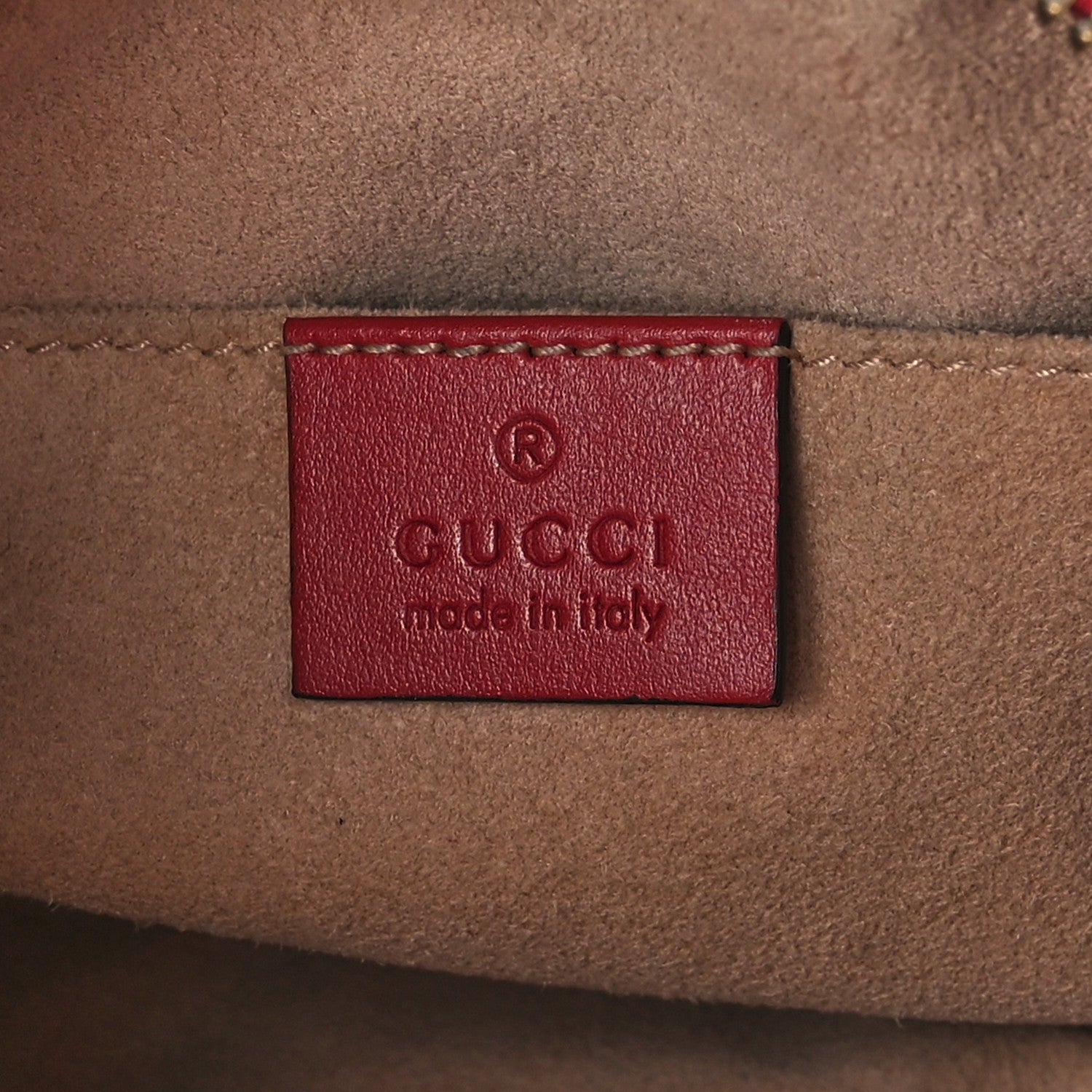 Gucci Calfskin Matelasse Mini GG Marmont Chain Shoulder Bag Hibiscus Red 6 of 13
