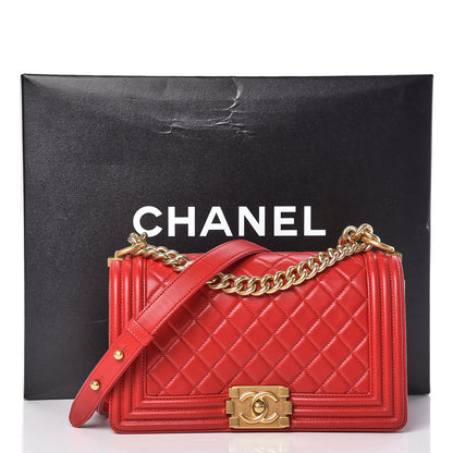 Chanel Lambskin Quilted Medium Boy Flap Red 10 of 10