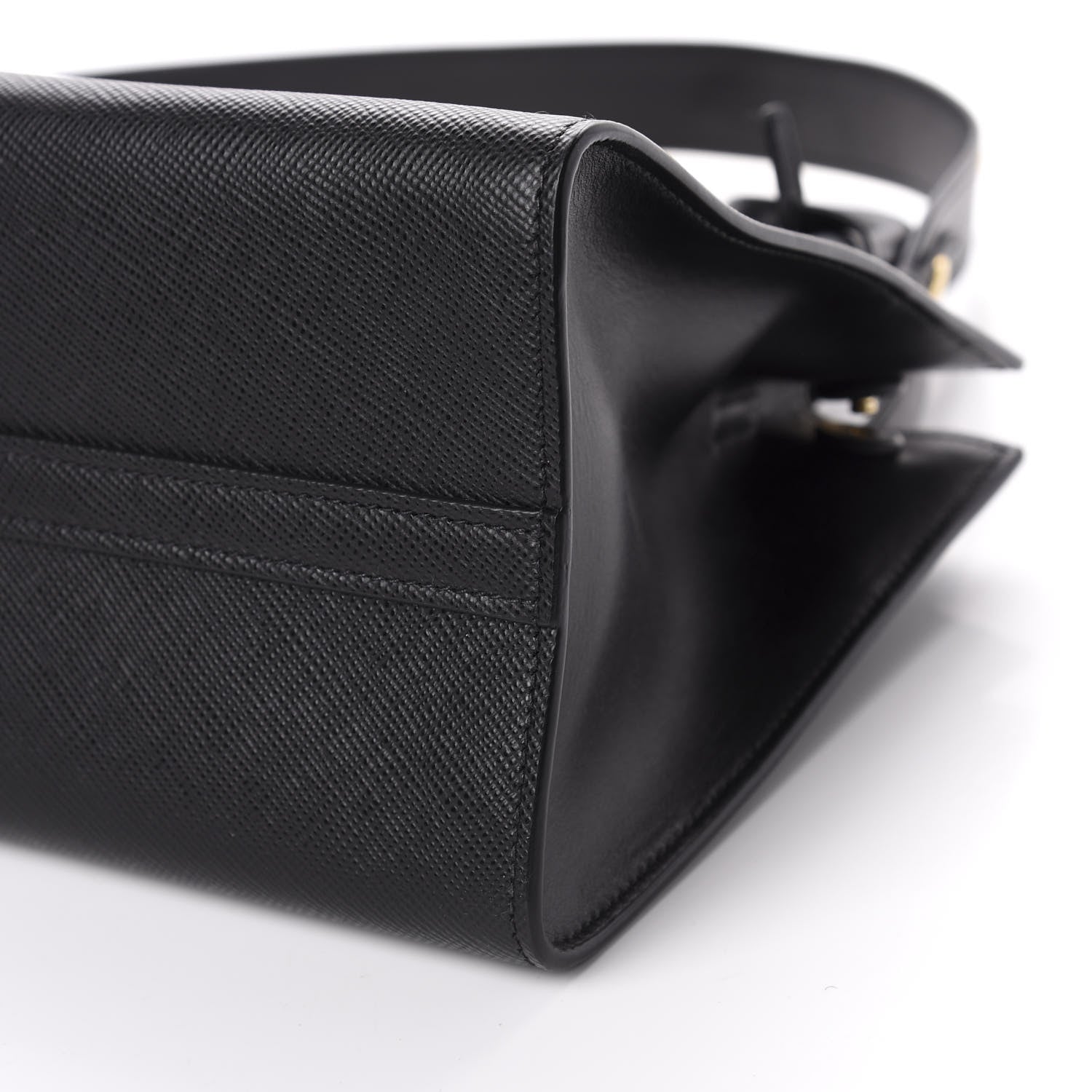Prada Saffiano Cuir Calfskin Small Monochrome Top Handle Tote Black 7 of 9