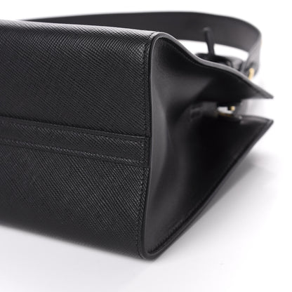 Prada Saffiano Cuir Calfskin Small Monochrome Top Handle Tote Black 7 of 9