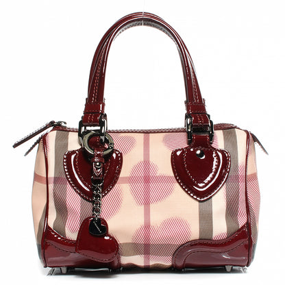 Burberry Nova Check Heart Small Chester Bowling Bag Berry Red 1 of 10