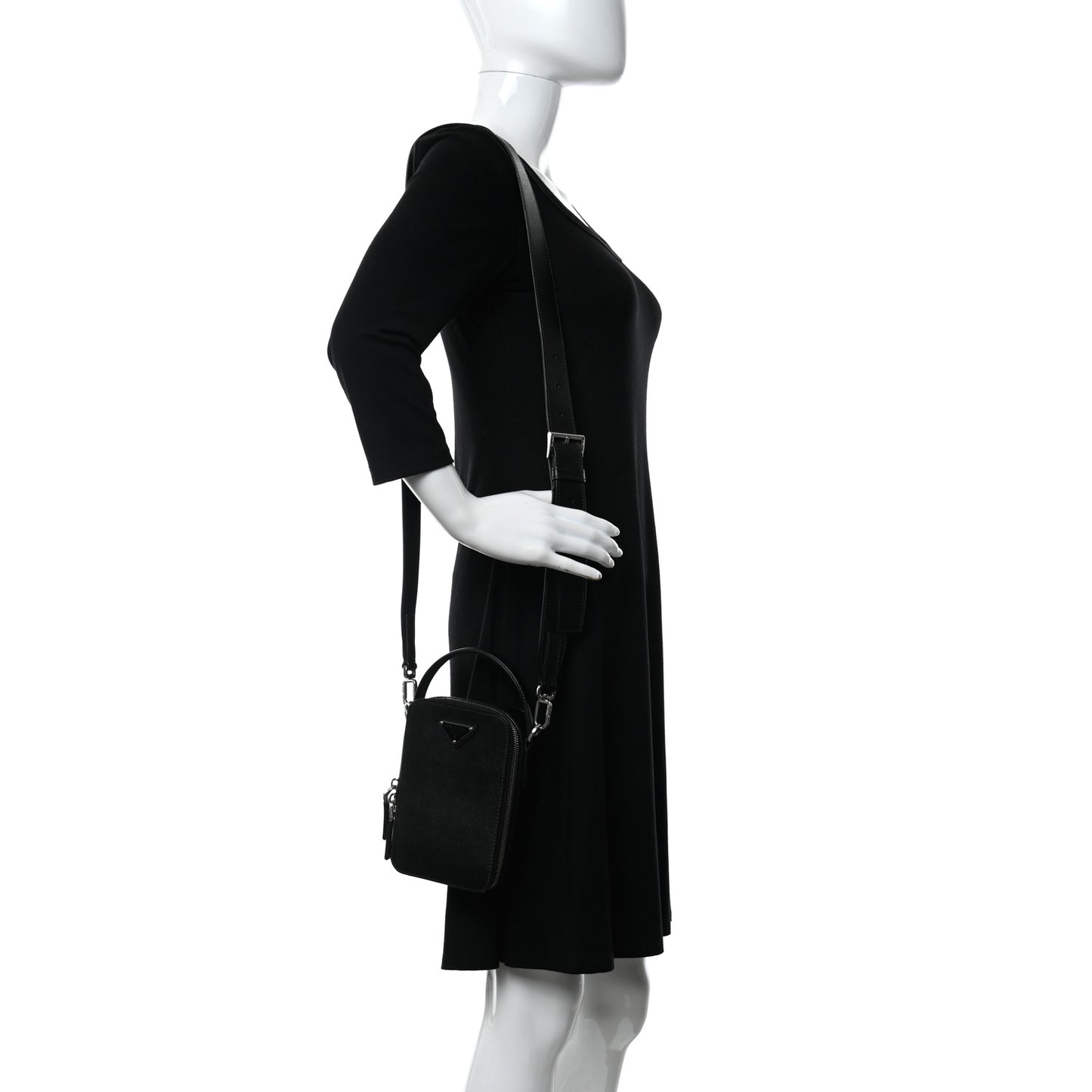 Saffiano Travel Brique Crossbody Messenger Bag Black