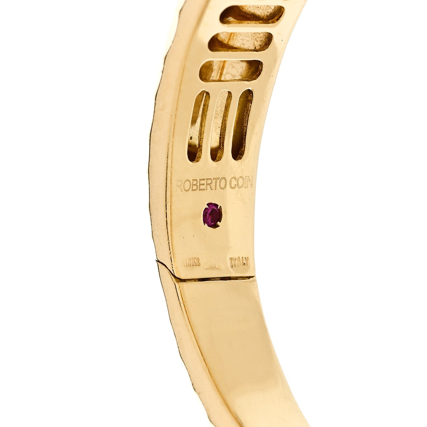 18K Yellow Gold Diamond Martellato Bangle Bracelet