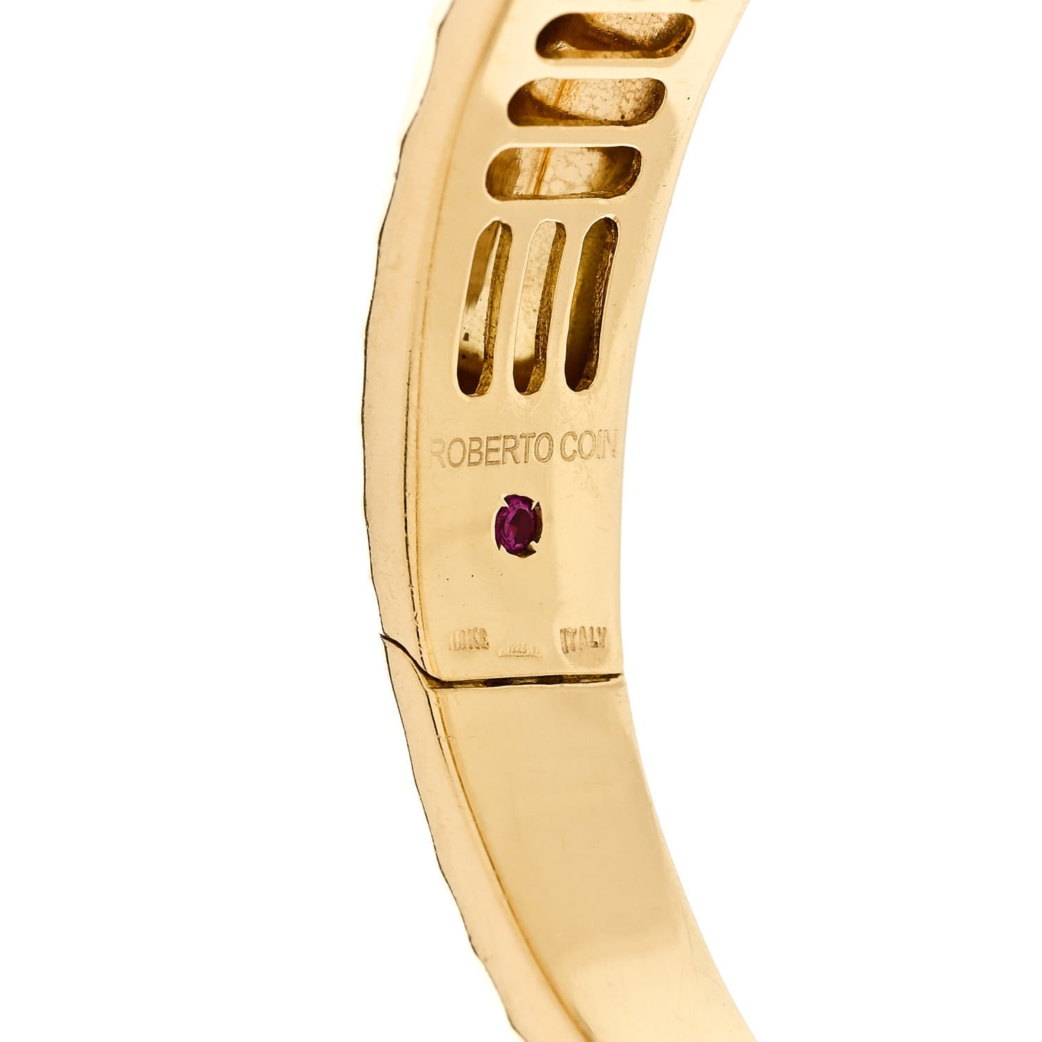 Roberto Coin 18K Yellow Gold Diamond Martellato Bangle Bracelet 4 of 4