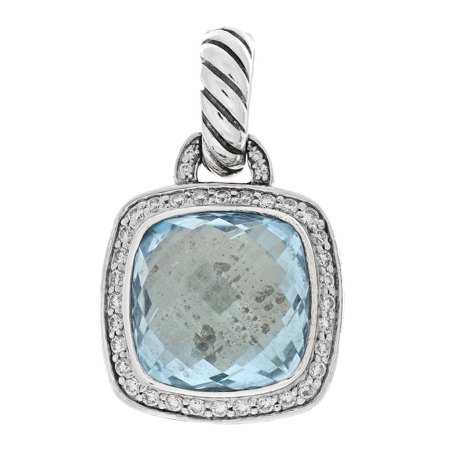 Sterling Silver Diamond Blue Topaz 11mm Albion Enhancer Pendant