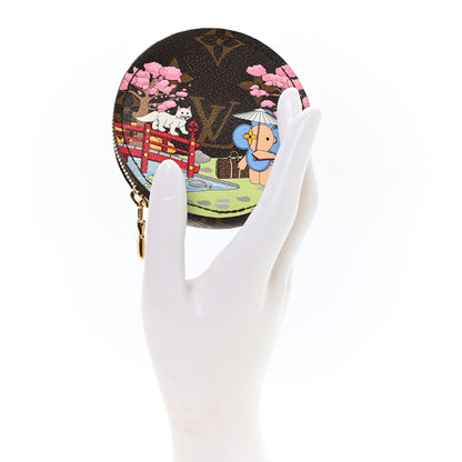 Louis Vuitton Monogram 2021 Christmas Animation Japanese Garden Round Coin Purse Wisteria Pink 2 of 7