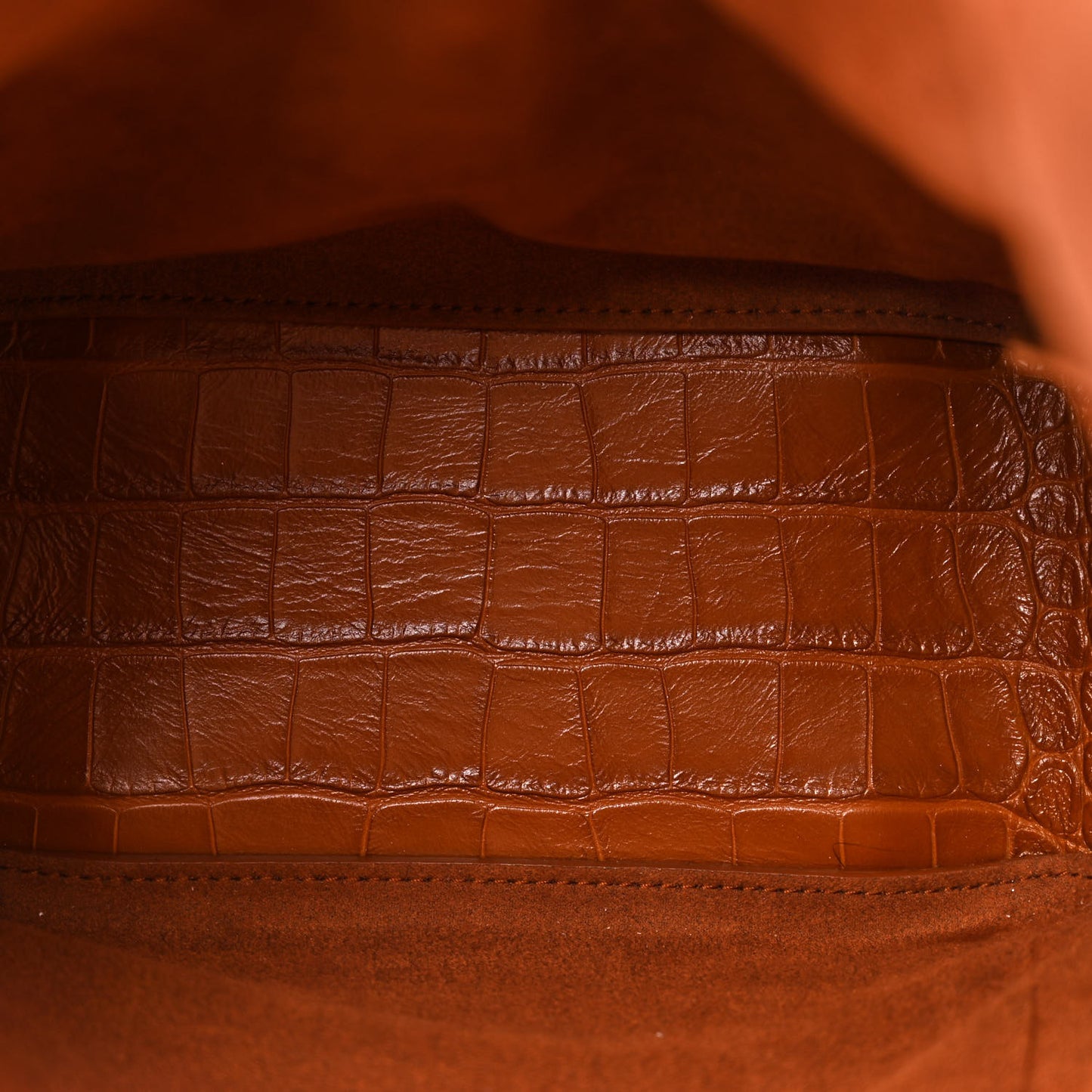 Extra Supple Calfskin Crocodile Embossed Small Tool 2.0 North-South Tote Camel