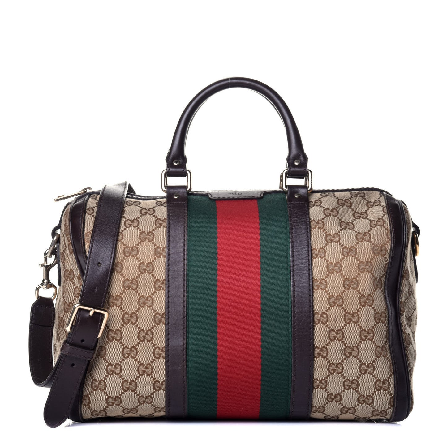 Monogram Vintage Web Medium Boston Dark Brown