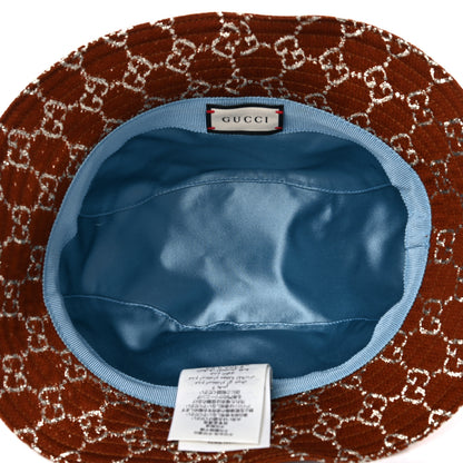 Gucci Canvas Lame GG Monogram Bucket Hat L Burnt Orange Silver 4 of 6