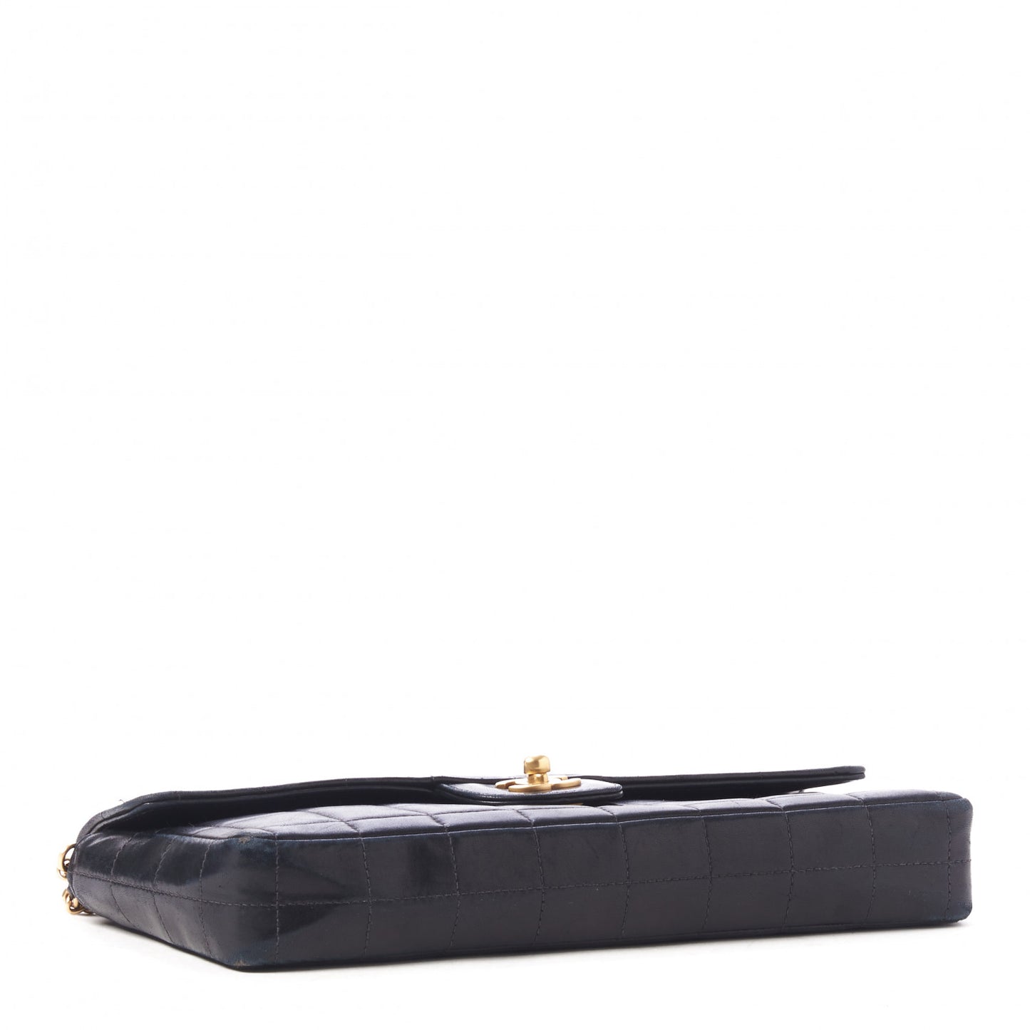 Lambskin East West Chocolate Bar Flap Black