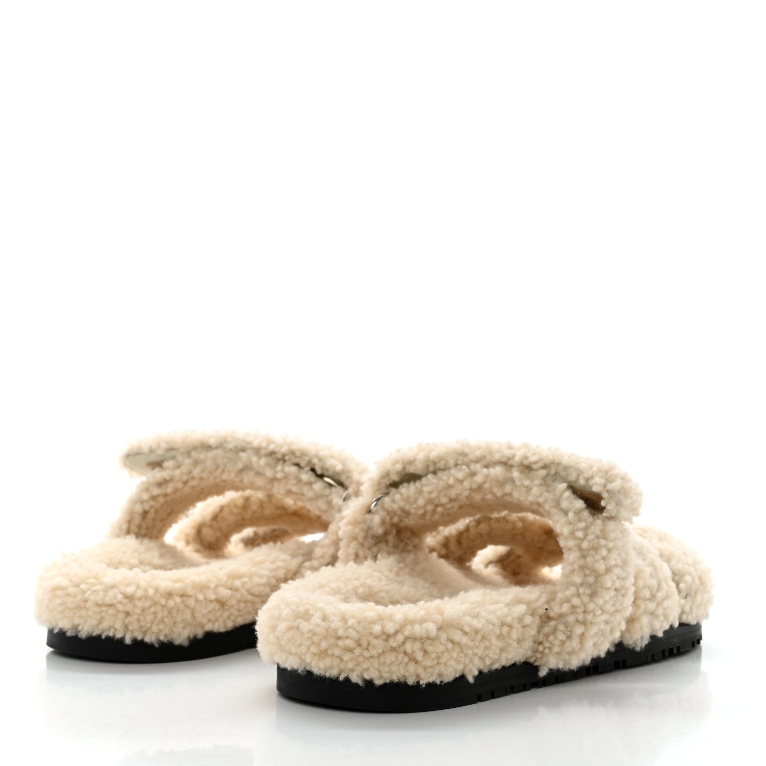 Hermes Woolskin Womens Chypre Sandals 39.5 Ecru 4 of 9