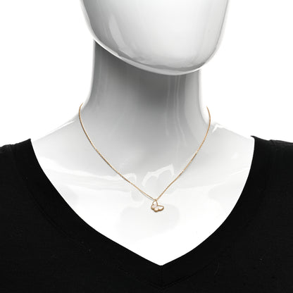 Van Cleef & Arpels 18K Yellow Gold Mother of Pearl Sweet Alhambra Butterfly Pendant Necklace 2 of 5