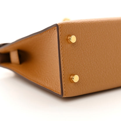 Hermes Chevre Mysore Verso Mini Kelly Sellier 20 Caramel Cacao 10 of 12