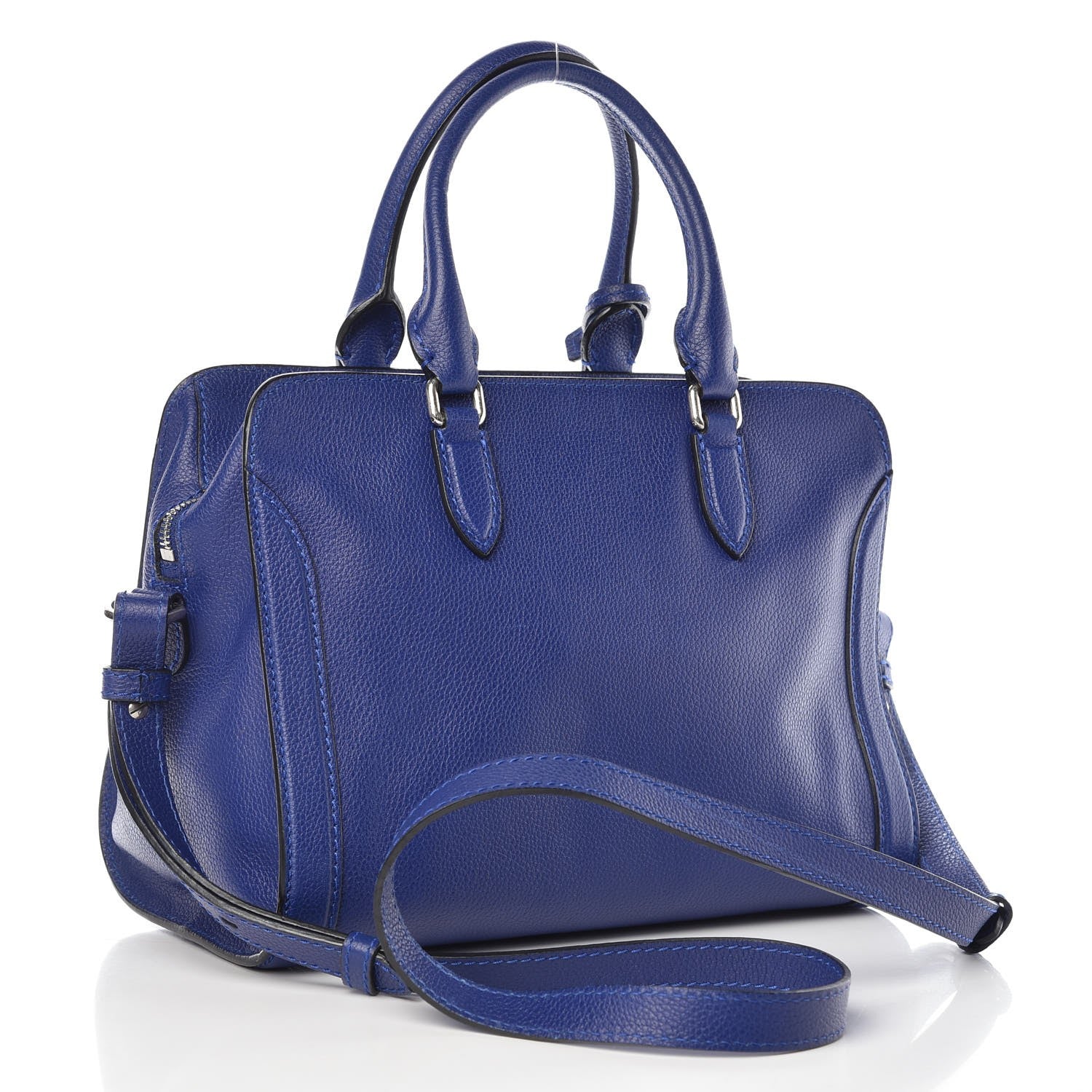 Alexander McQueen Pebbled Calfskin Small Skull Padlock Zip Around Tote Ultramarine 14 of 18