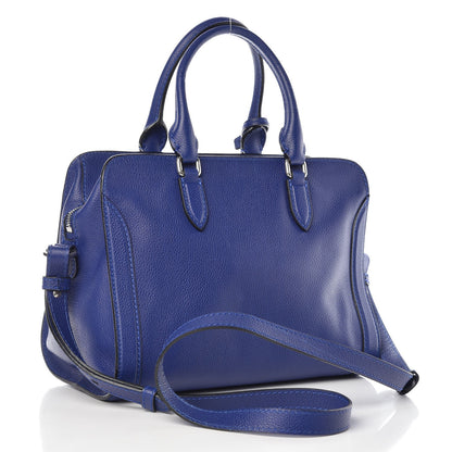 Alexander McQueen Pebbled Calfskin Small Skull Padlock Zip Around Tote Ultramarine 14 of 18