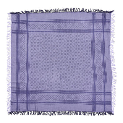 Gucci Wool Silk Monogram Diamante Fringe Square Scarf Violet 1 of 3
