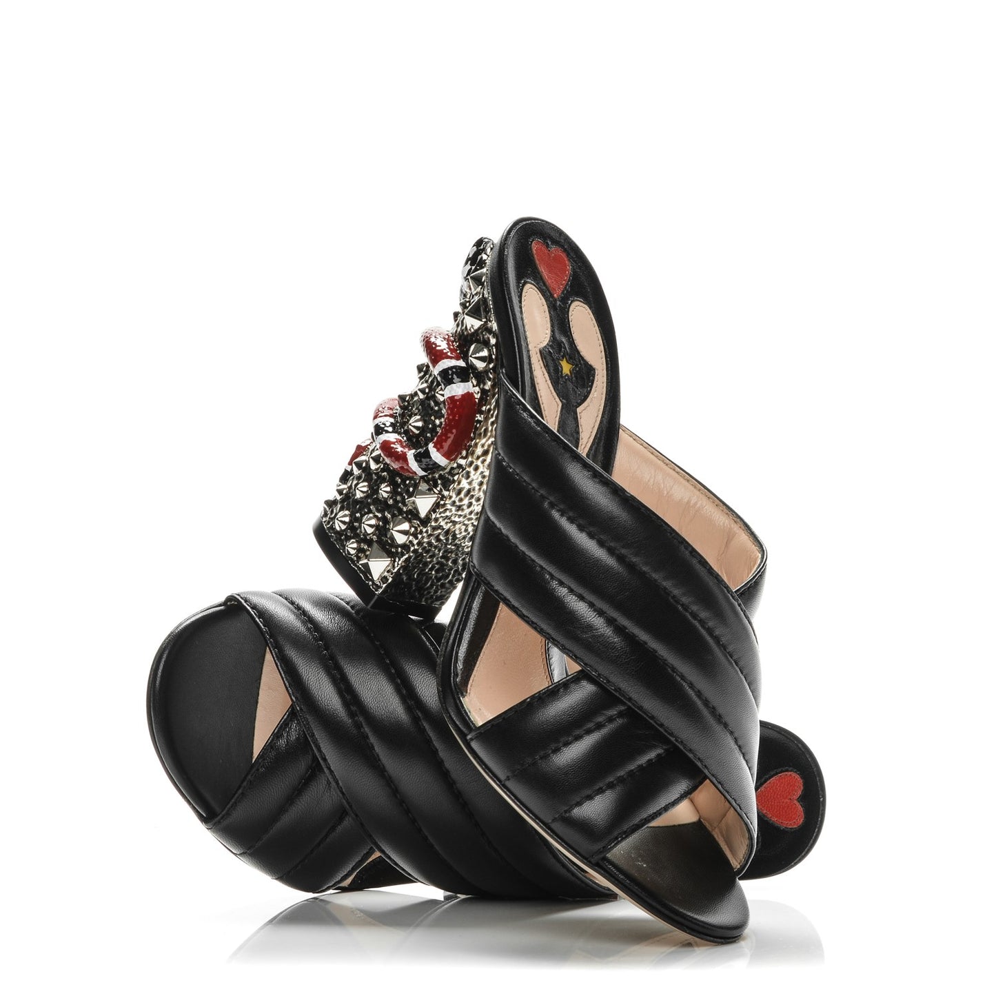Malaga Kid Kingsnake Webby Crossover High Heel Slide Sandals 37.5 Black