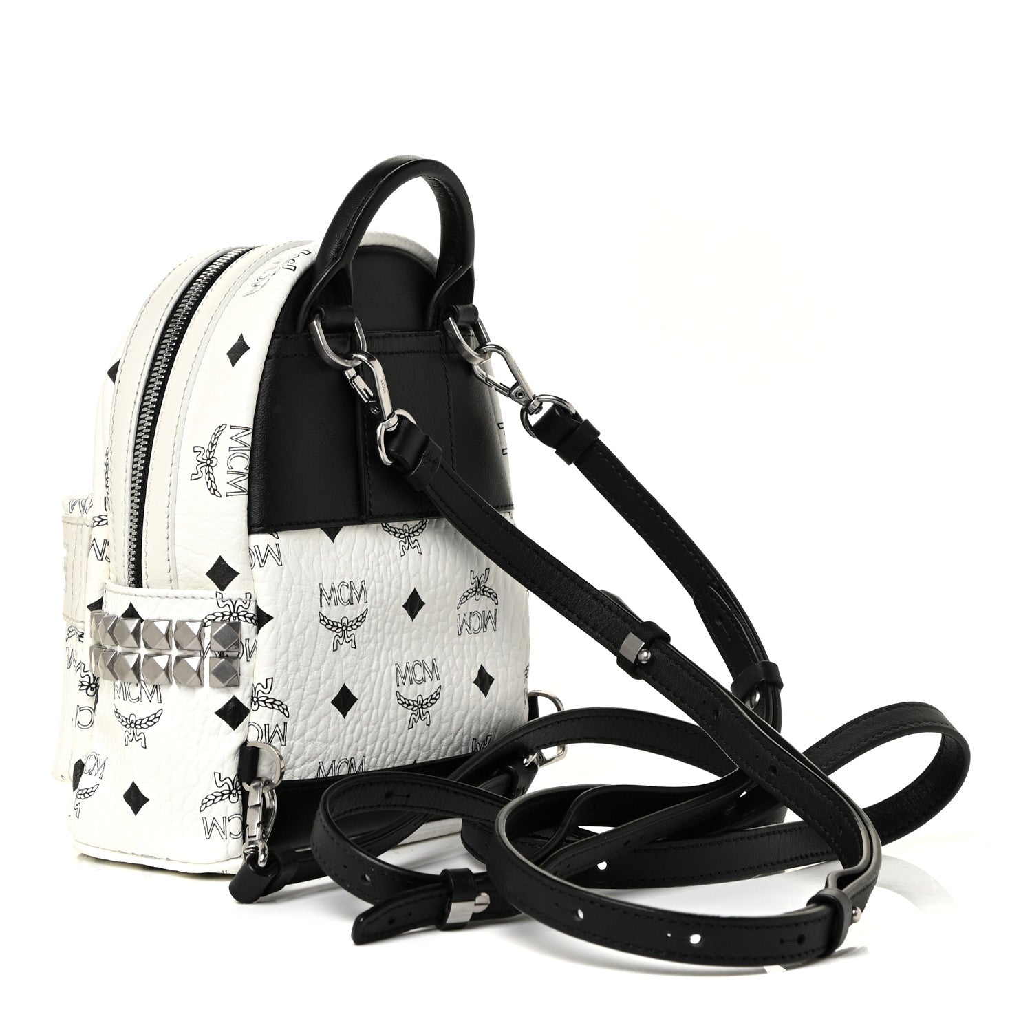 MCM Visetos Side Stud X-Mini Stark Bebe Boo Backpack White 3 of 13