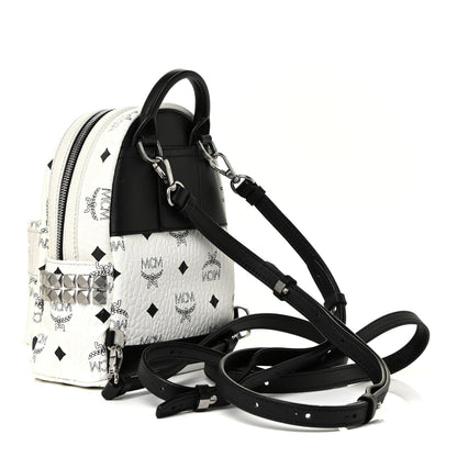 MCM Visetos Side Stud X-Mini Stark Bebe Boo Backpack White 3 of 13