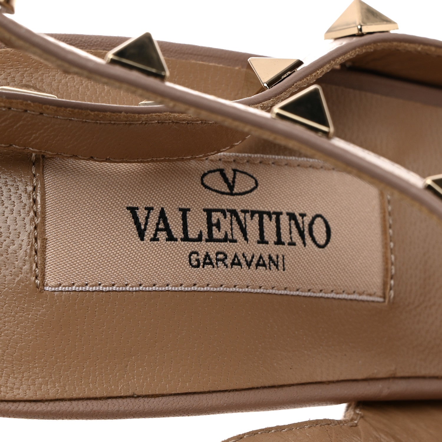 Valentino Garavani Pebbled Calfskin Rockstud Ankle Strap 100mm Pumps 39 Poudre 6 of 7