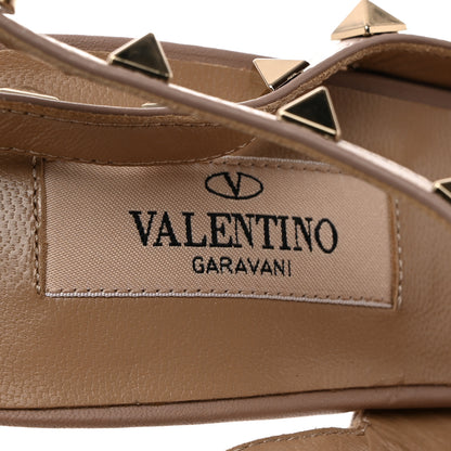 Valentino Garavani Pebbled Calfskin Rockstud Ankle Strap 100mm Pumps 39 Poudre 6 of 7