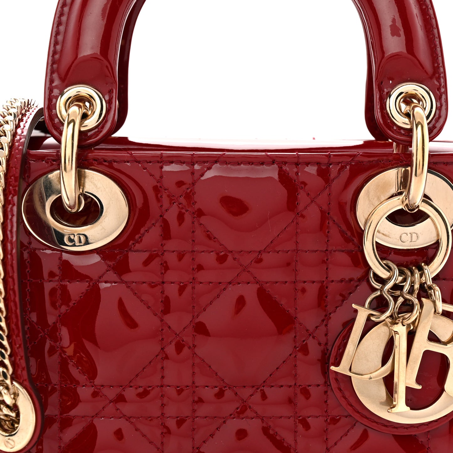 Patent Cannage Mini Lady Dior Red