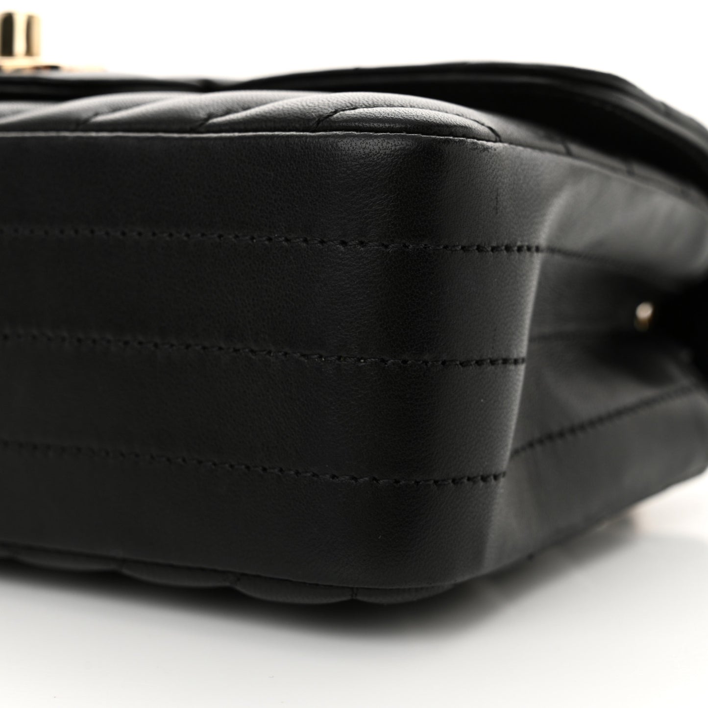 Lambskin Chevron Quilted Mini Rectangular Flap Black