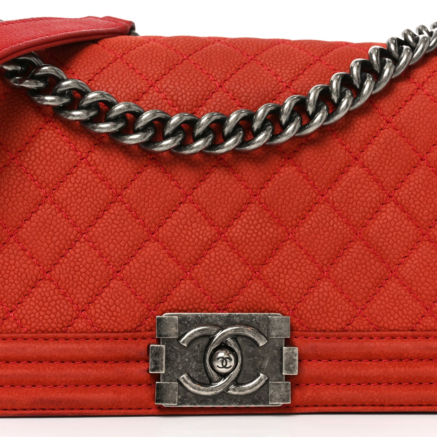 Chanel Suede Caviar Quilted Medium Boy Flap Red 15 of 19