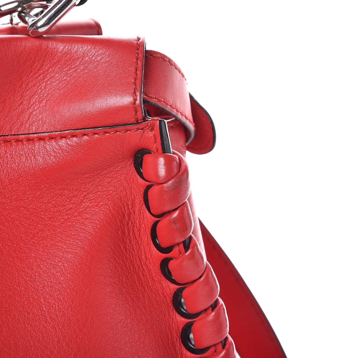 Fendi Calfskin Lace Up Medium Peekaboo Iconic Satchel Caipiroska 8 of 12
