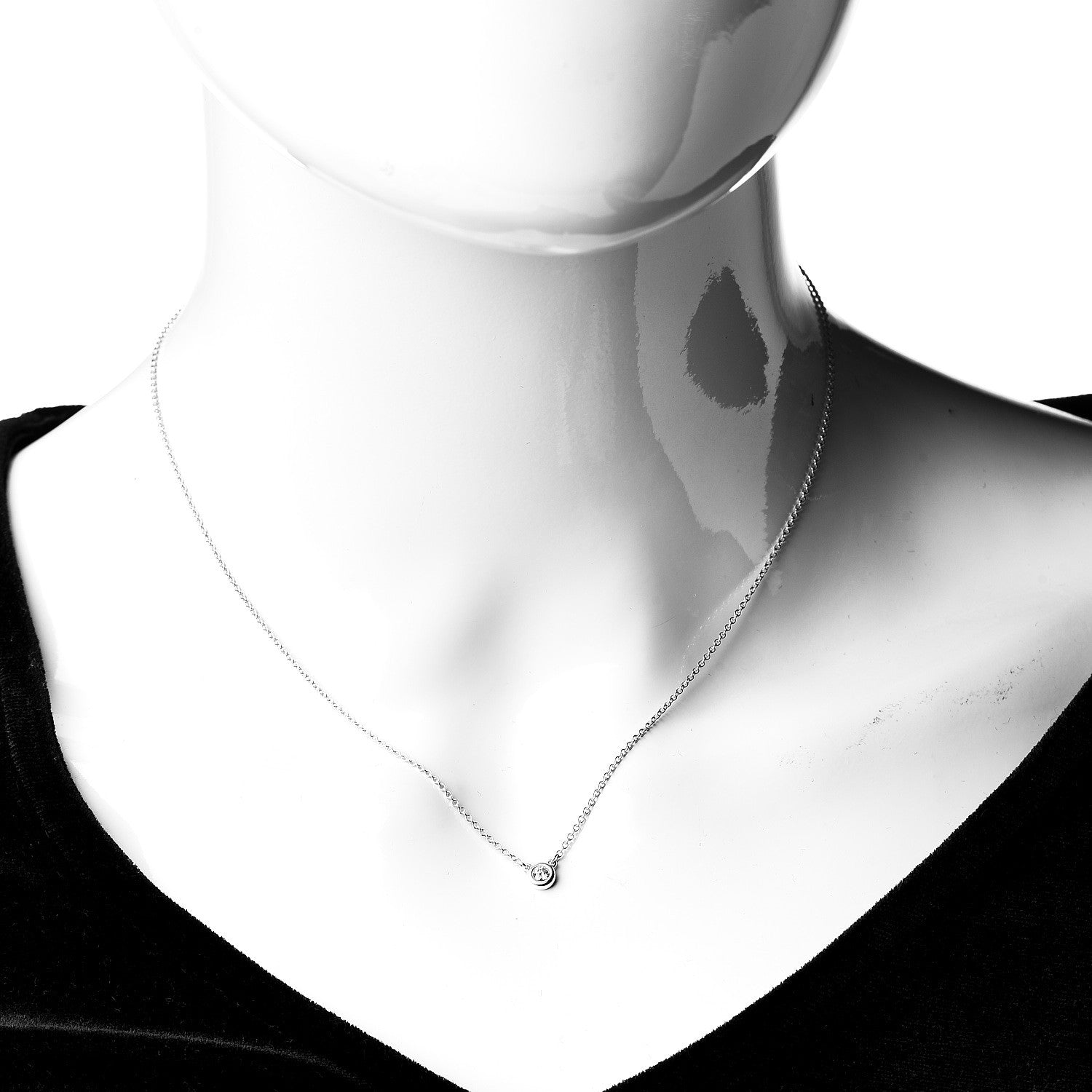 Tiffany Sterling Silver Diamond .07ct Elsa Peretti Diamonds by the Yard Pendant Necklace 2 of 4