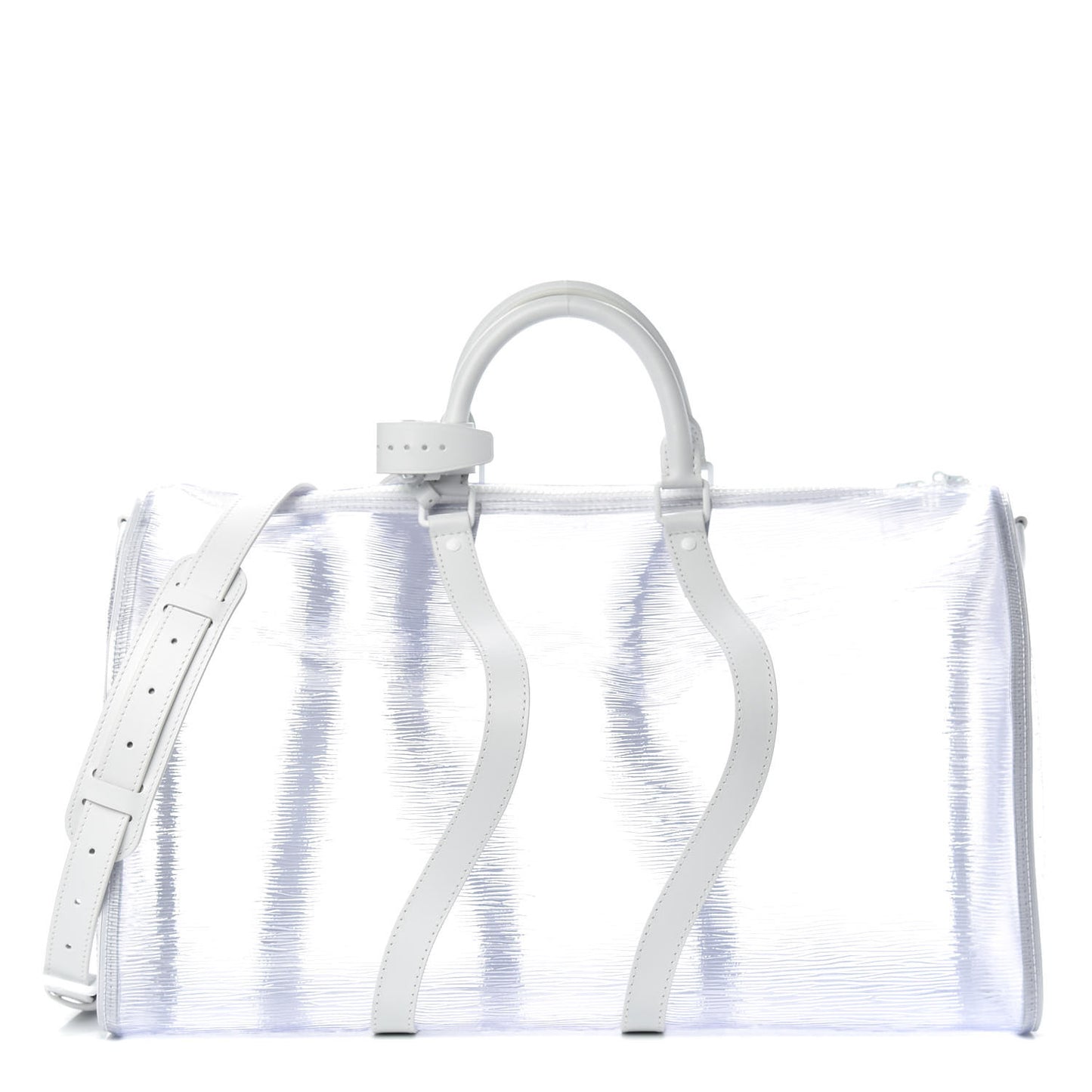 PVC Epi Embossed Wavy Keepall Bandouliere 50 White
