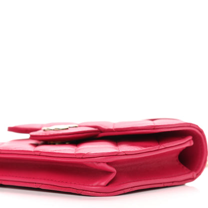 Chanel Lambskin Quilted Top Handle Flap Coin Purse With Chain Dark Pink 10 of 10
