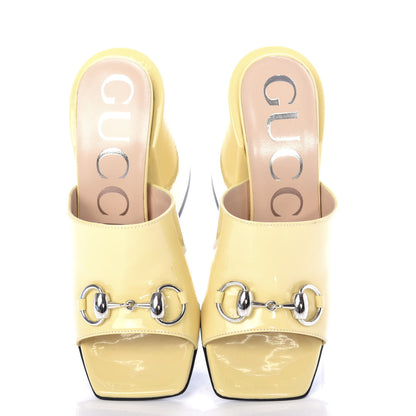 Gucci Patent Lexi Horsebit High-Heel Slide Sandals 35 Burro 5 of 11