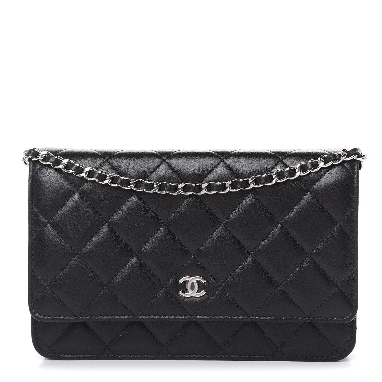Chanel Lambskin Quilted Wallet On Chain WOC Black 1 of 13