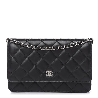 Chanel Lambskin Quilted Wallet On Chain WOC Black 1 of 13